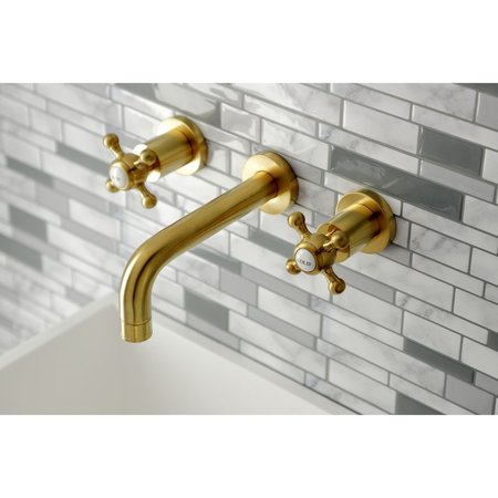 Kingston Brass KS8127BX Metropolitan 2-Handle 8" Wall Mount Bathroom Faucet, Brass KS8127BX